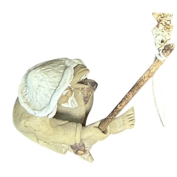 Chinese Shiwan Fisherman Figurine Mudman Fishing Pole Oriental Clay Pottery 2" - Picture 9 of 13